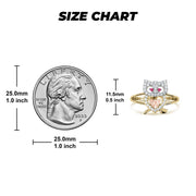 Size chart comparing 14k gold mini owl two-tone CZ ring to a quarter.