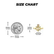 Visual size comparison scale of a tri-color gold turtle ring beside a coin.