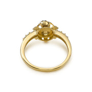 Rear view of a 14k tri-color gold turtle ring showing the inner band.
