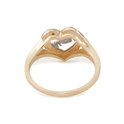 Inner band view of a two-tone ring displaying the open-back nugget heart design.
