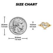 Inner band view of a two-tone ring displaying the open-back nugget heart design.