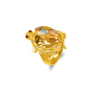 14k Gold ring designed in the shape of a turtle, featuring a detailed openwork body.
