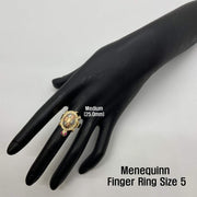 14k gold turtle Ring on a black mannequin hand with size label 