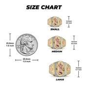 14k gold San Judas ring size chart showing small, medium, and large dimensions.
