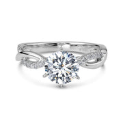 14k White Gold Lawri Lab Grown Diamond Ring Set on white background.