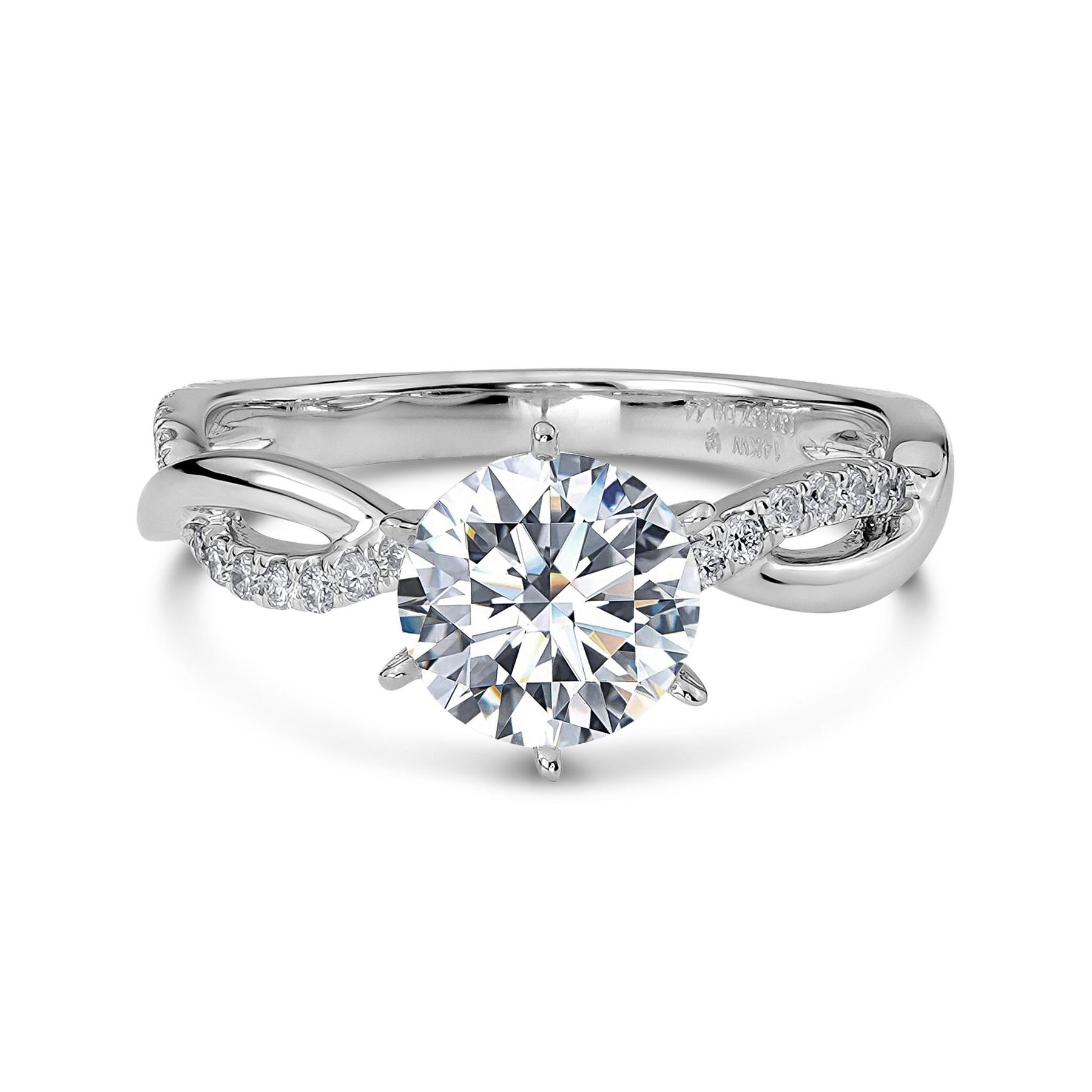 14k White Gold Lawri Lab Grown Diamond Ring Set on white background.