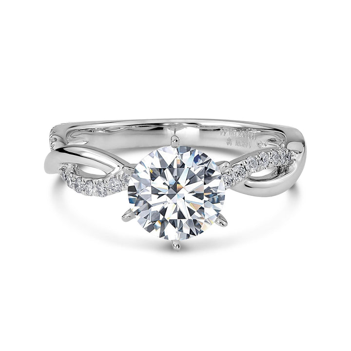 14k White Gold Lawri Lab Grown Diamond Ring Set on white background.