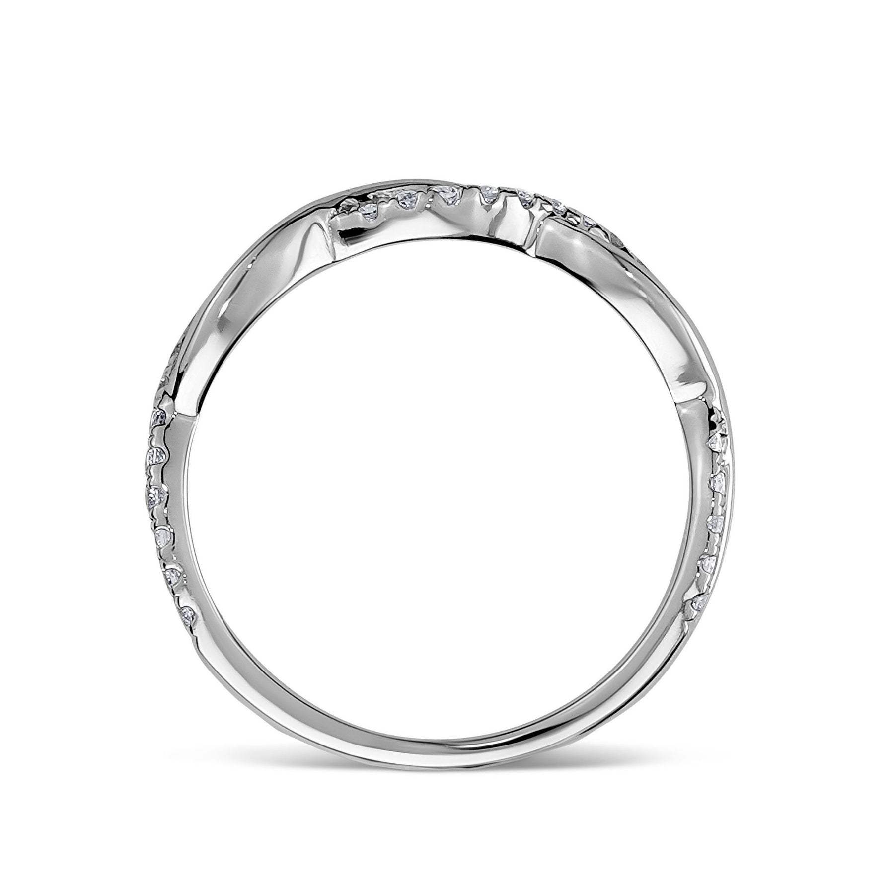 14k White Gold Lawri Lab Grown Diamond twisted wedding band.