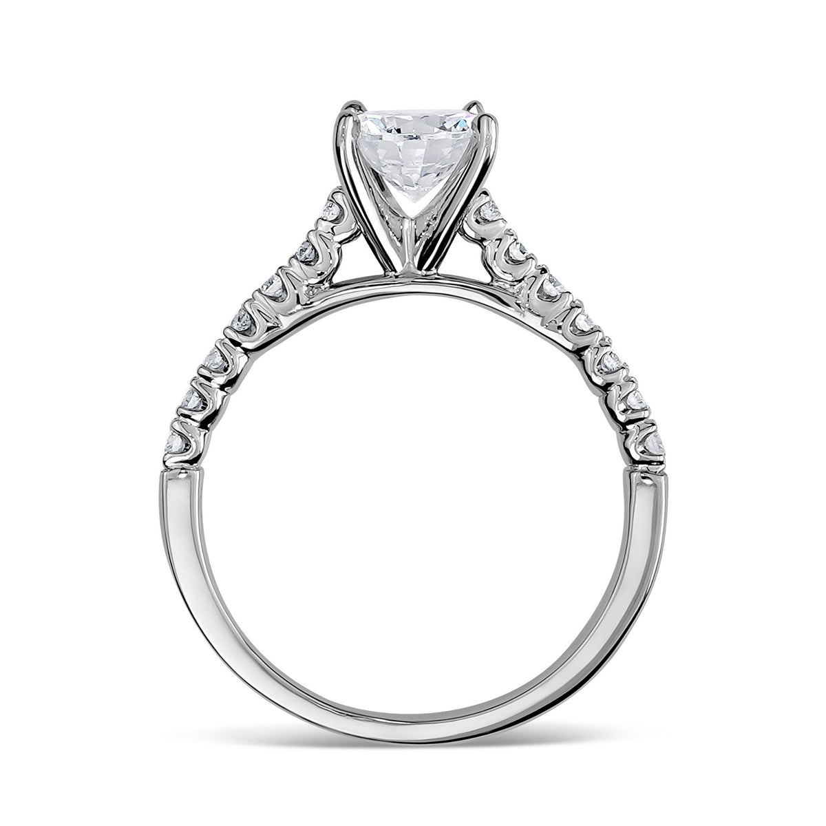 14k White Gold Porie Lab Grown Diamond Ring side profile view.
