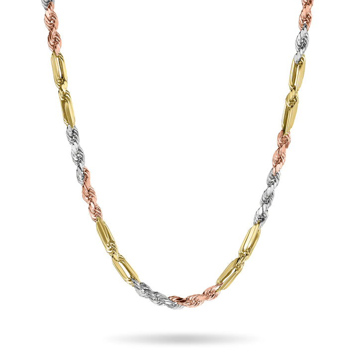 14k Gold Classic Tri-Color Milano Chain (Solid)