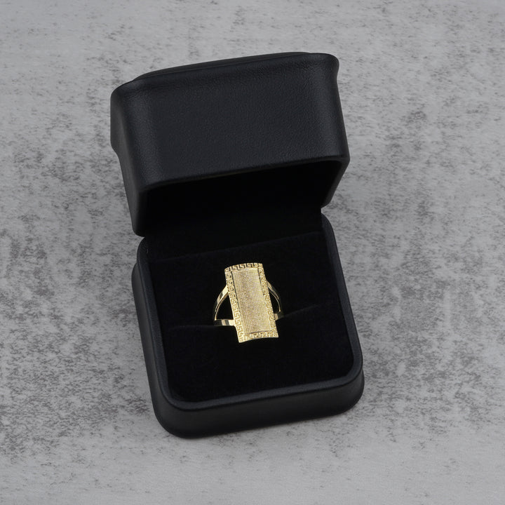 10k & 14k Gold Rectangular Greek Key Signet Ring