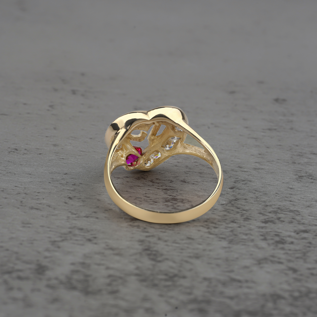 10k & 14k Solid Gold Quinceanera Heart Birthstone CZ Ring