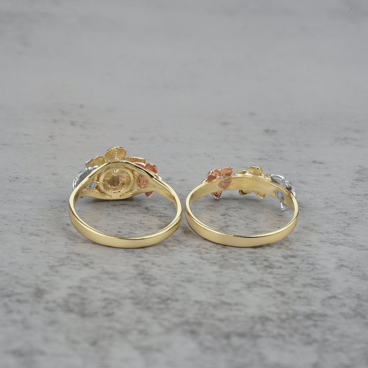10k & 14k Gold Classic DC Tricolor Flower Ring