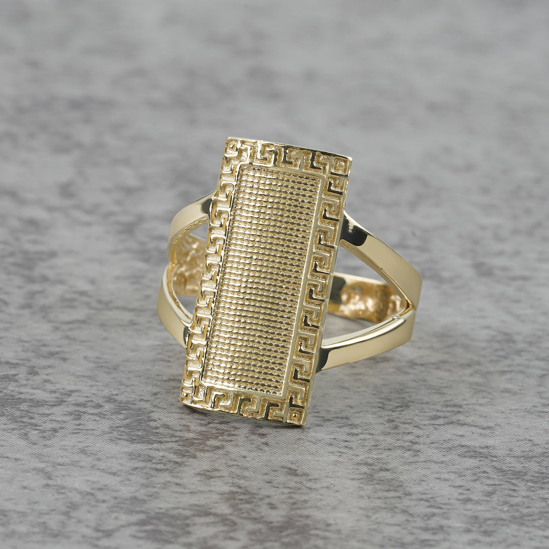 10k & 14k Gold Rectangular Greek Key Signet Ring