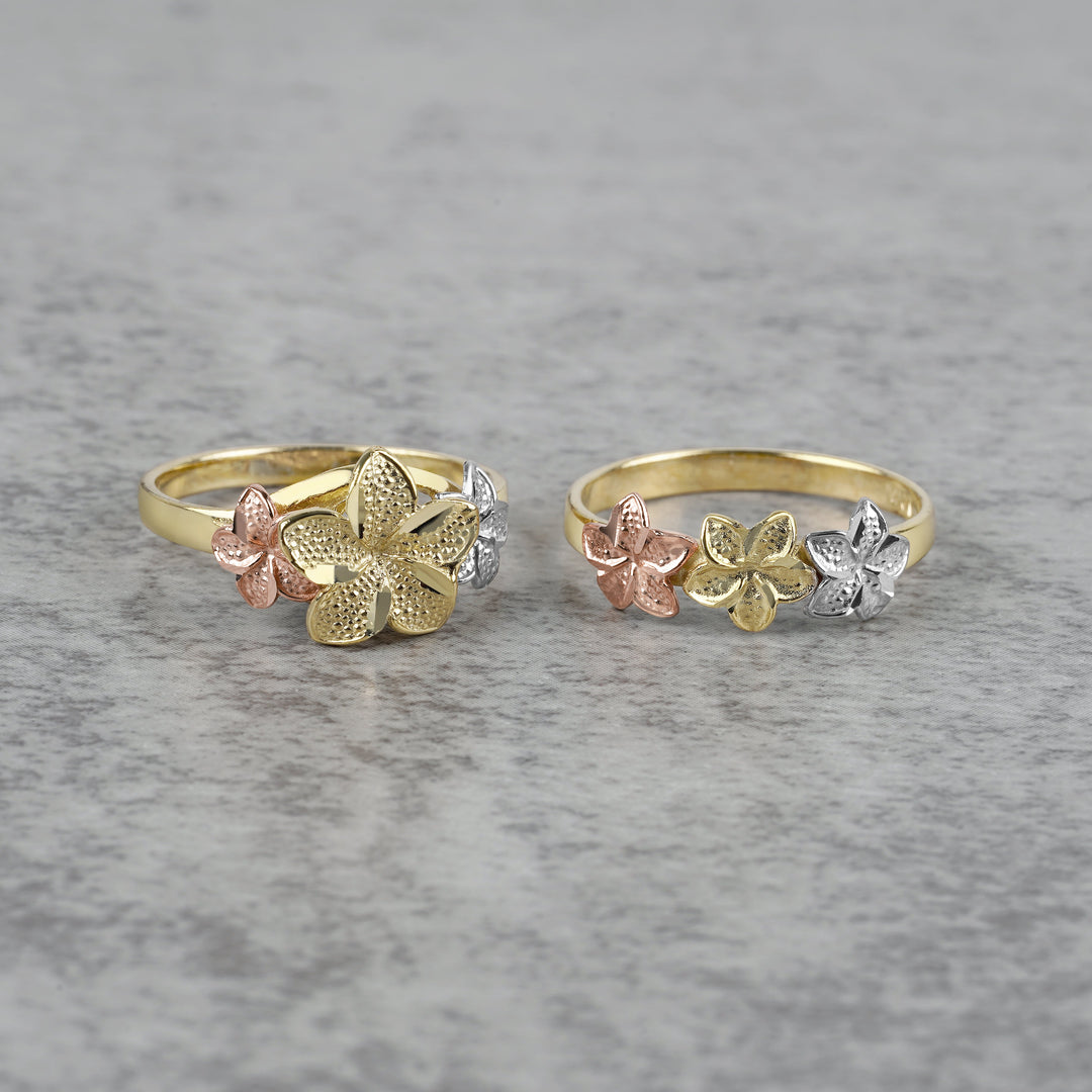 10k & 14k Gold Classic DC Tricolor Flower Ring