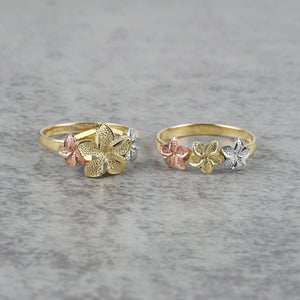 10k & 14k Gold Classic DC Tricolor Flower Ring