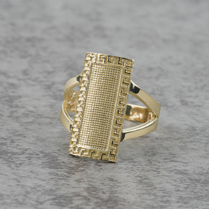 10k & 14k Gold Rectangular Greek Key Signet Ring