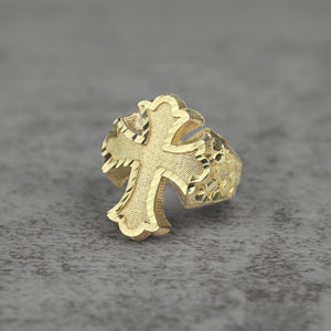 10k Gold Gothic Cross Nugget Ring