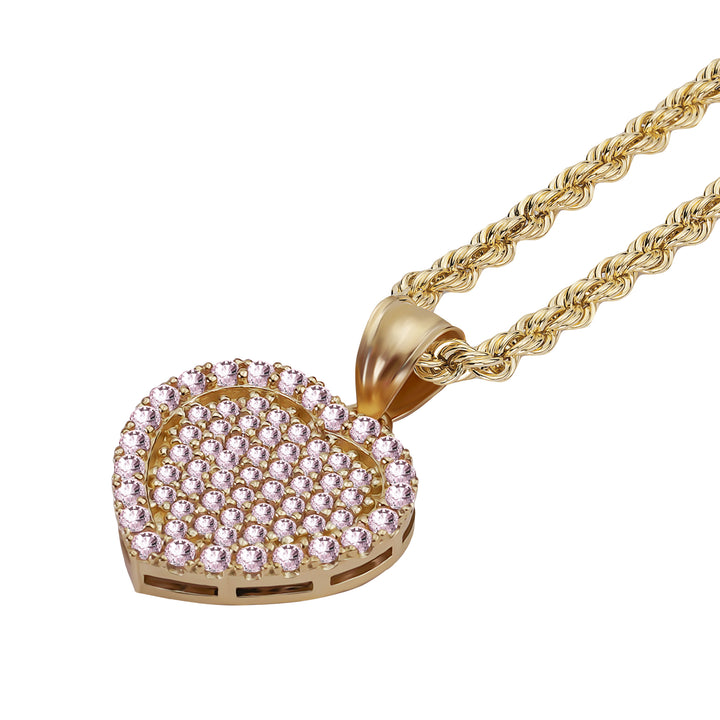 10k Gold Precious Heart Pink CZ Pendant
