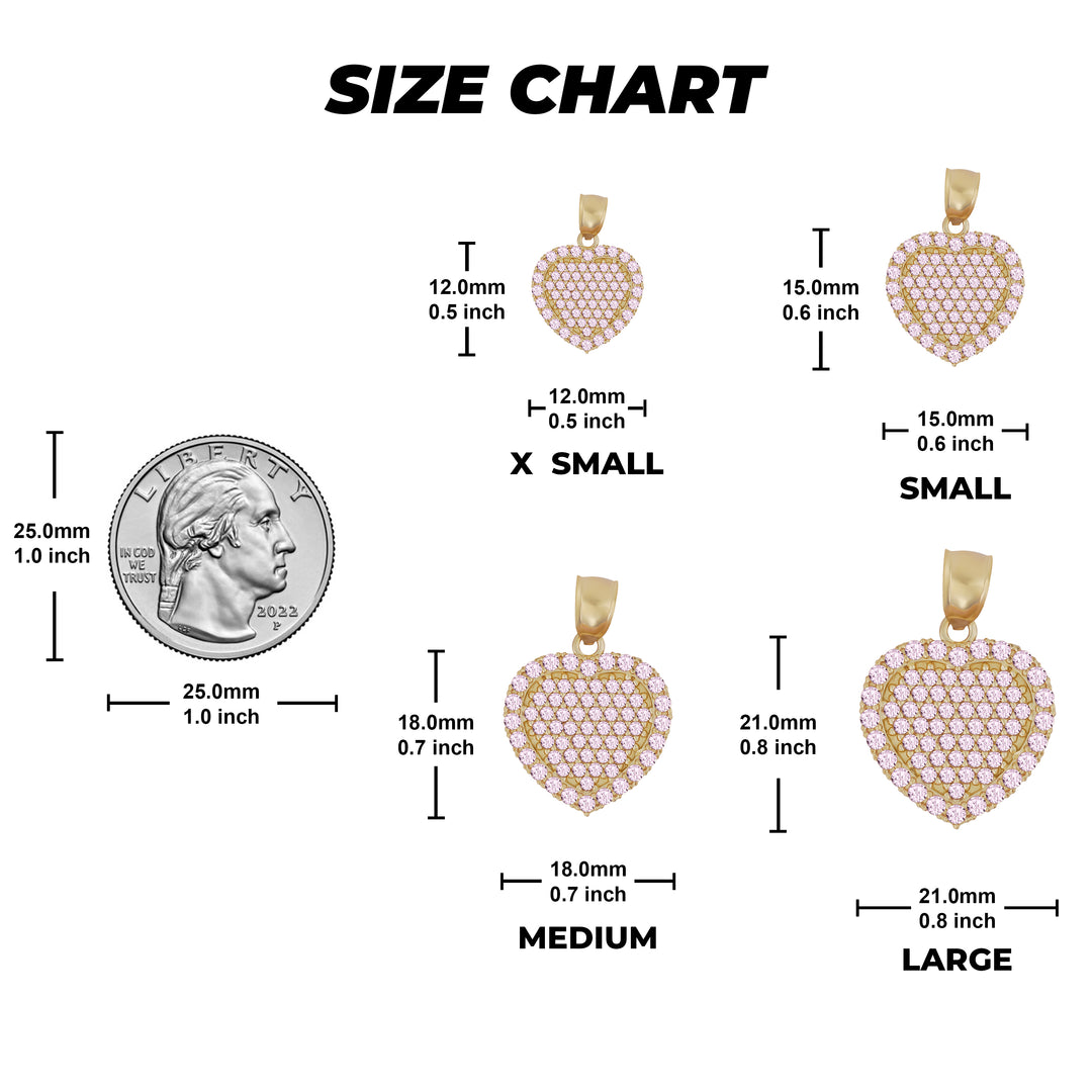 10k Gold Precious Heart Pink CZ Pendant