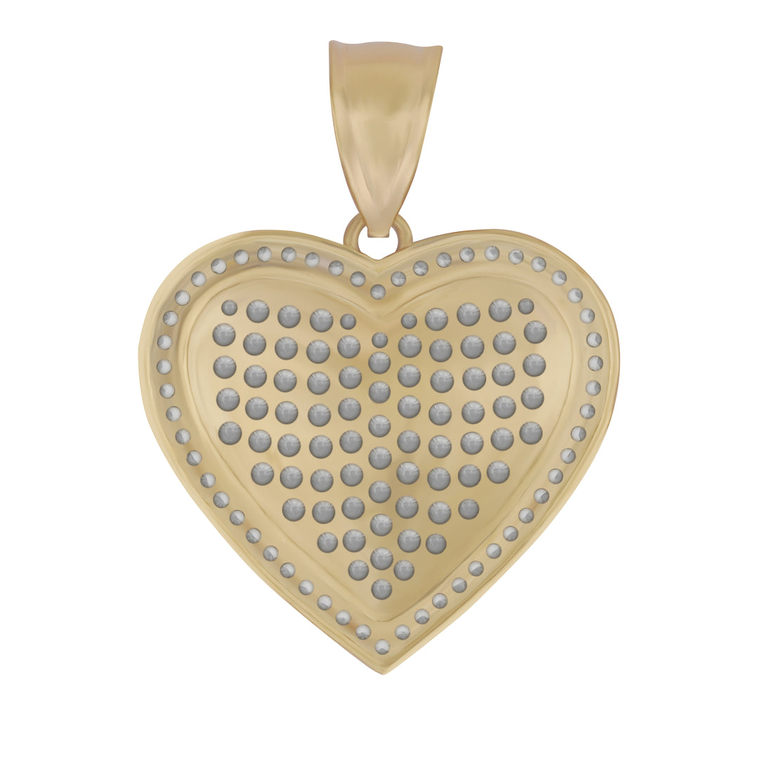 10k Gold Luxe Heart White CZ Curved Pendant