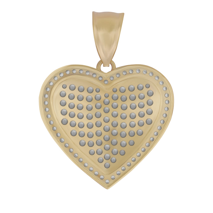 10k Gold Luxe Heart White CZ Curved Pendant