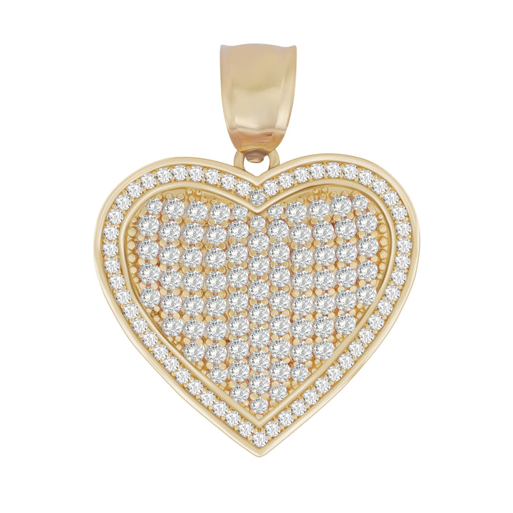 10k Gold Luxe Heart White CZ Curved Pendant