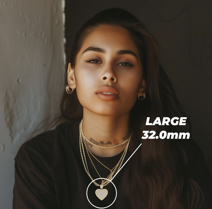 10k Gold Luxe Heart White CZ Curved Pendant