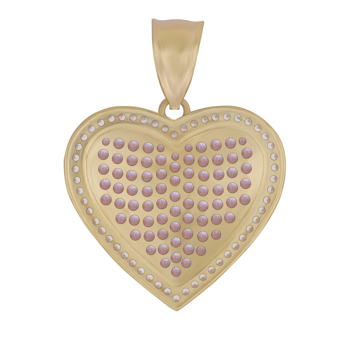 10k Gold Luxe Heart Pink CZ Curved Pendant