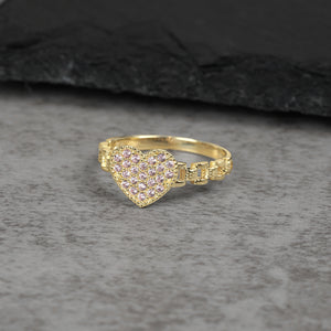 10k Gold Velia Mini Heart Rollie Band Ring (Pink)