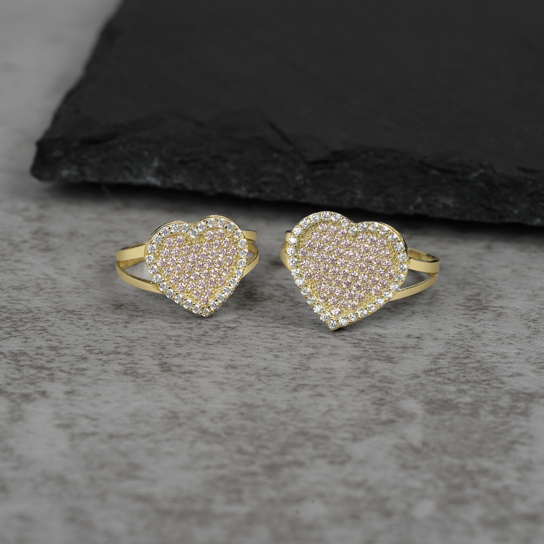 10k Gold Dazzling Heart Pink CZ Ring