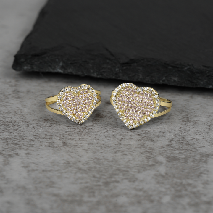 10k Gold Dazzling Heart Pink CZ Ring