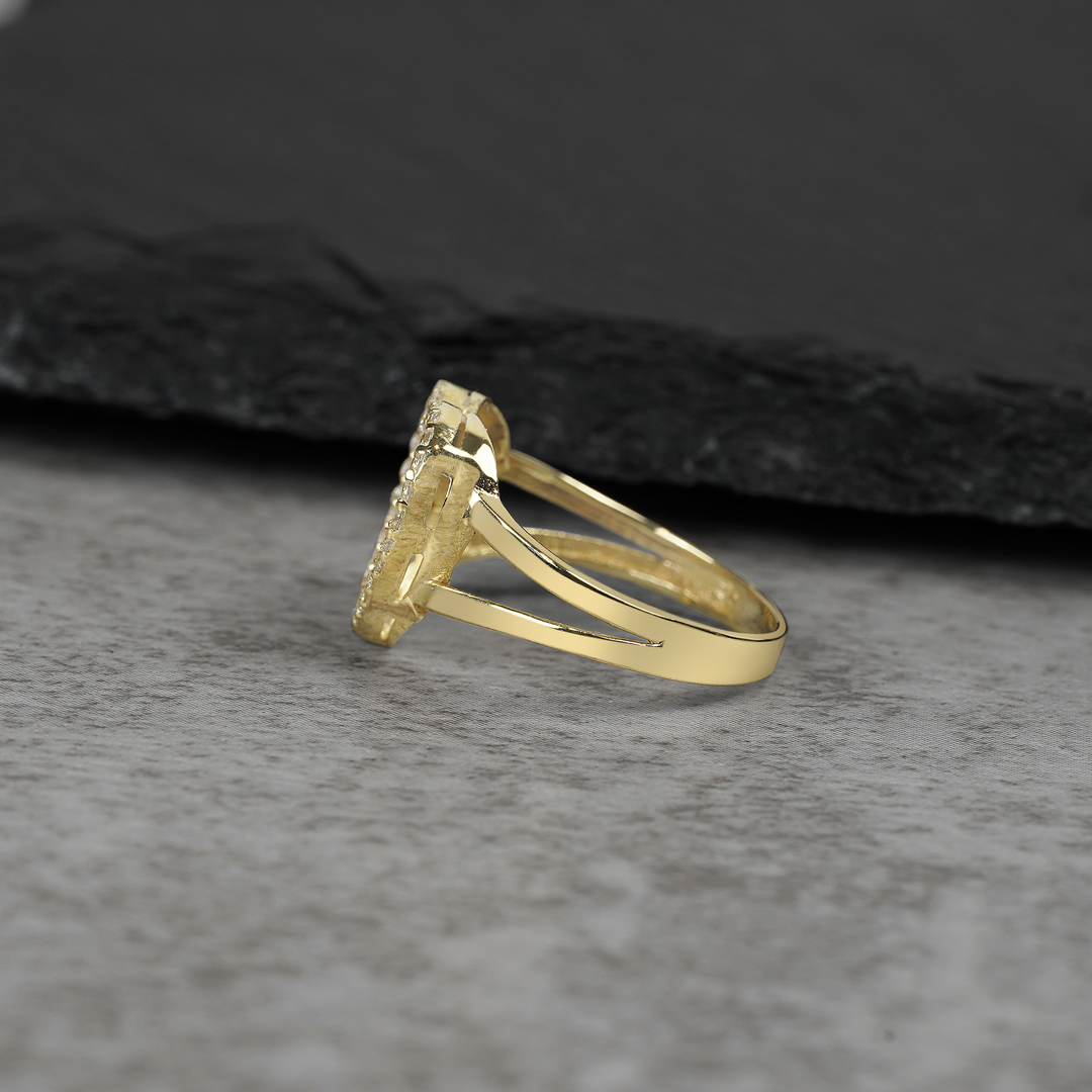 10k Gold Dazzling Heart Pink CZ Ring