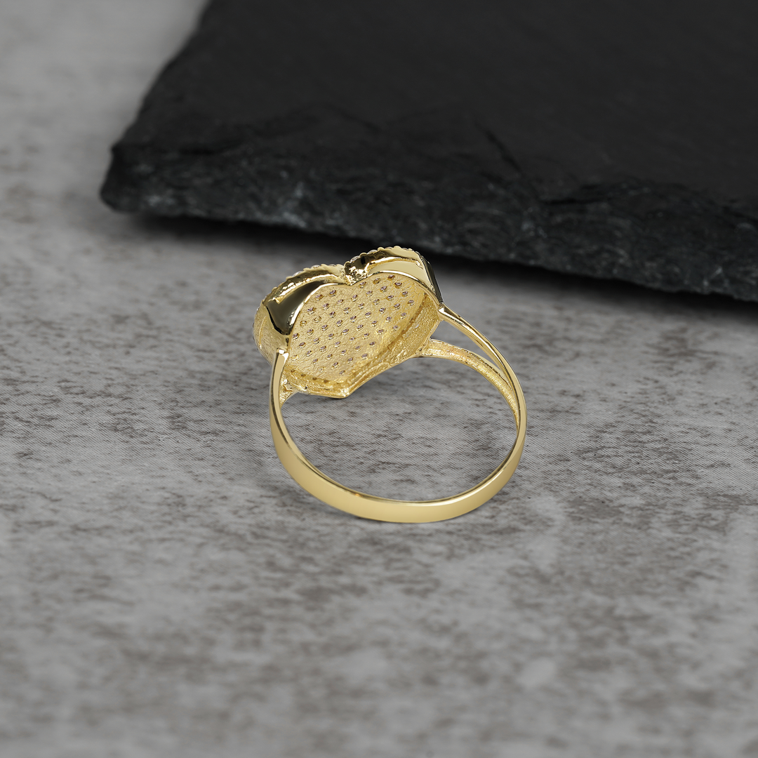 10k Gold Dazzling Heart Pink CZ Ring