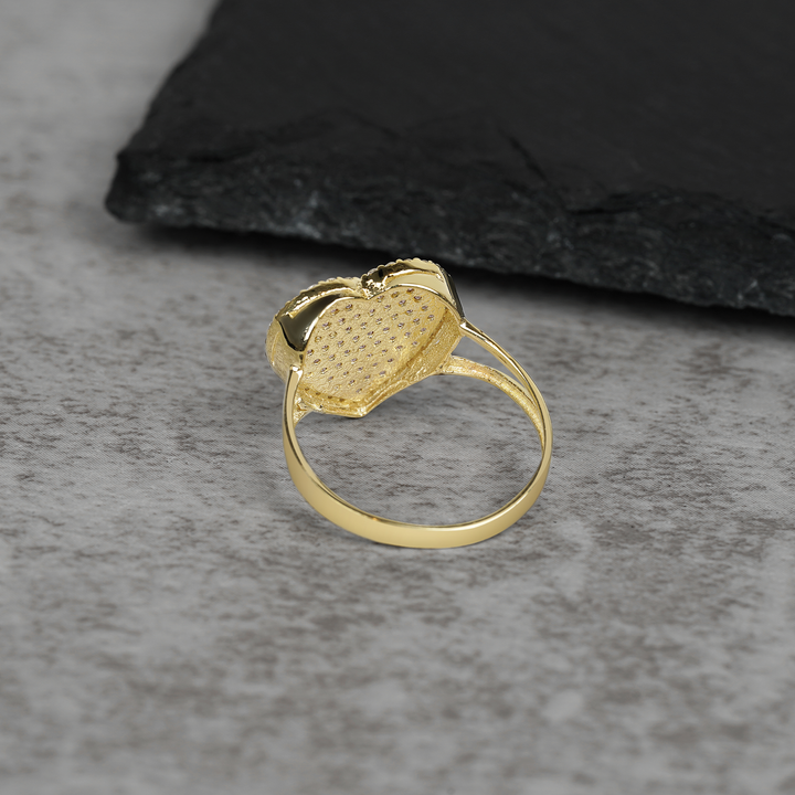 10k Gold Dazzling Heart Pink CZ Ring