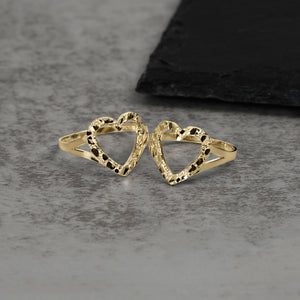 10k & 14k Gold Slim Open Heart Nugget Ring