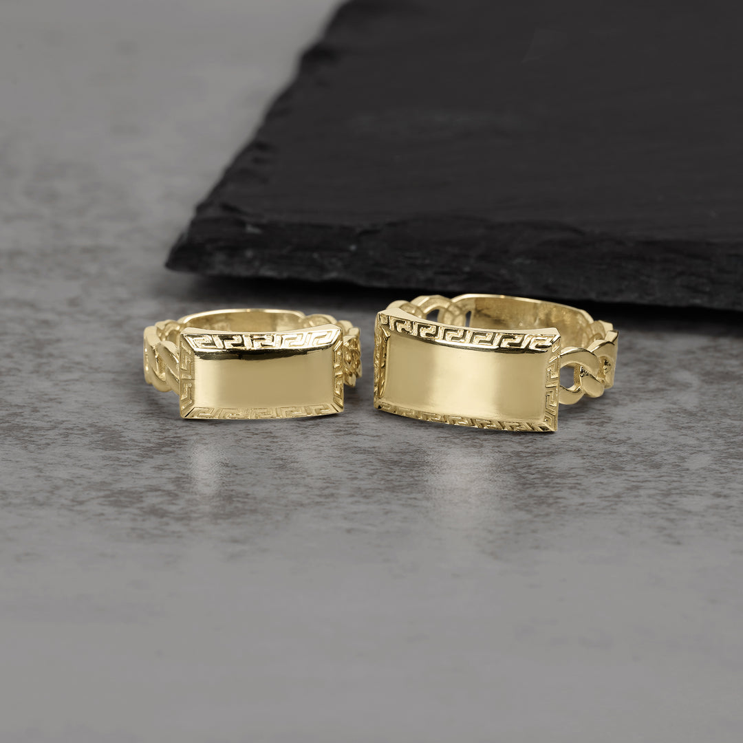10k & 14k Gold Relic Personalize Rectangular ID Cuban Ring