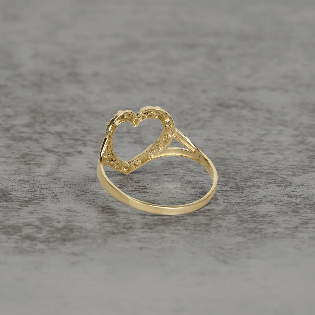10k & 14k Gold Slim Open Heart Nugget Ring