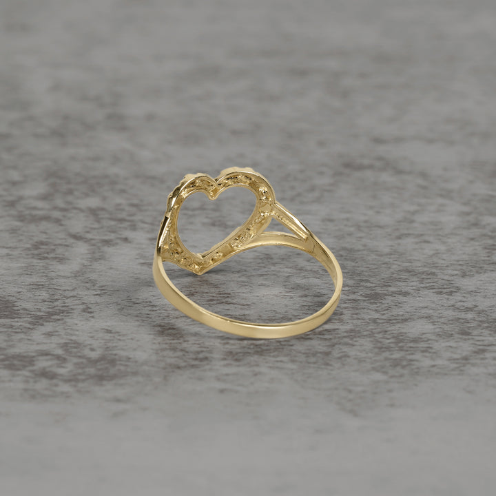 10k & 14k Gold Slim Open Heart Nugget Ring