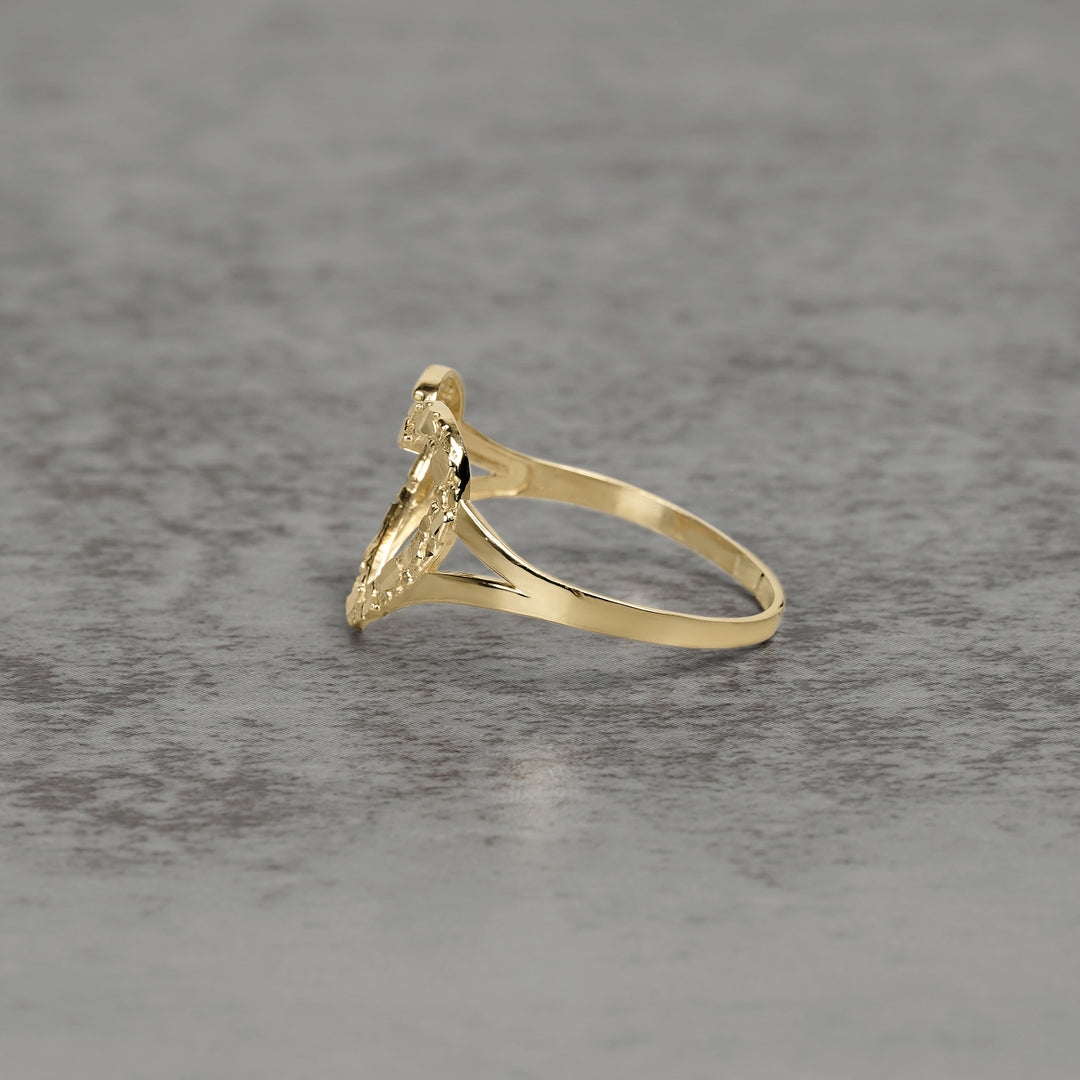 10k & 14k Gold Slim Open Heart Nugget Ring