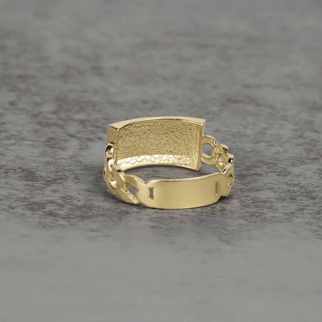 10k & 14k Gold Relic Personalize Rectangular ID Cuban Ring