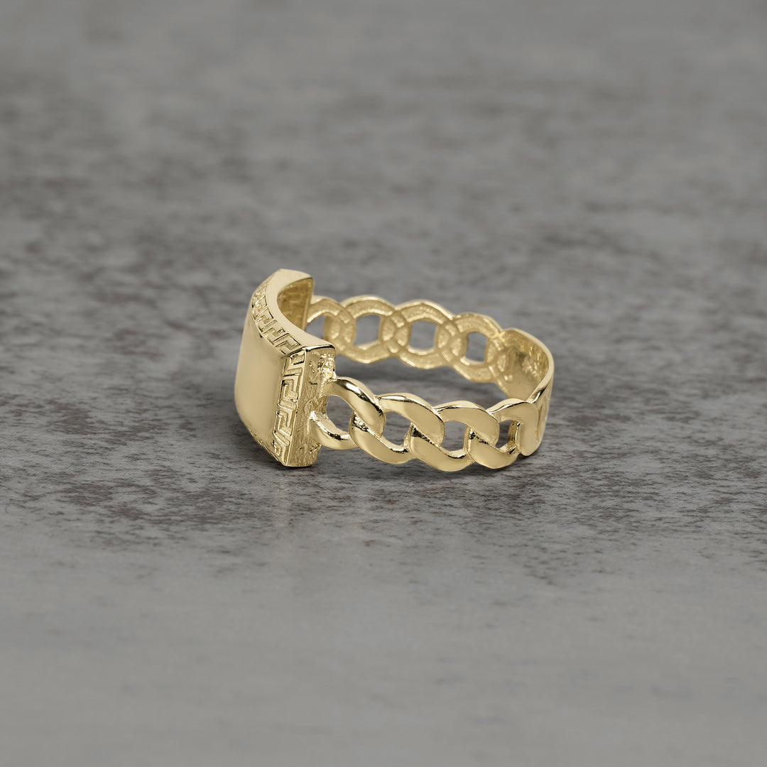 10k & 14k Gold Relic Personalize Rectangular ID Cuban Ring