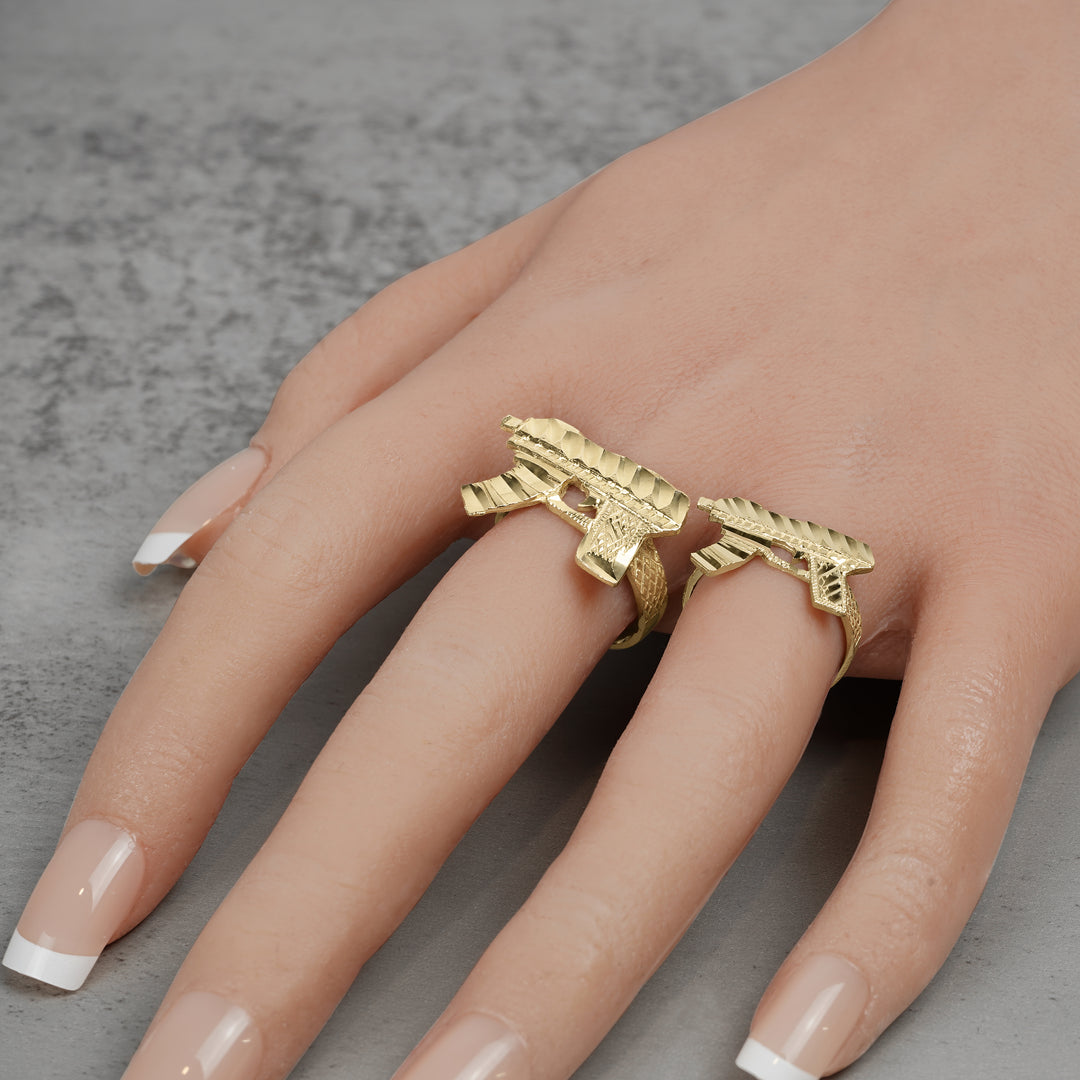 10k Gold Classic Uzi Gun Ring