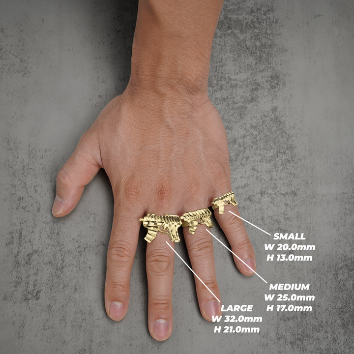 10k Gold Classic Uzi Gun Ring