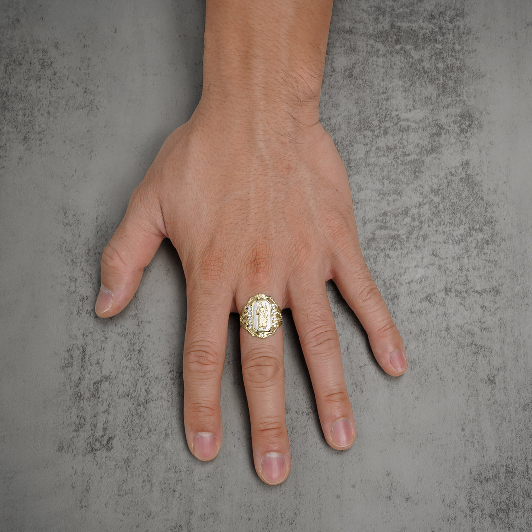 10k & 14k Gold San Judas Two-Tone CZ Royal Ring