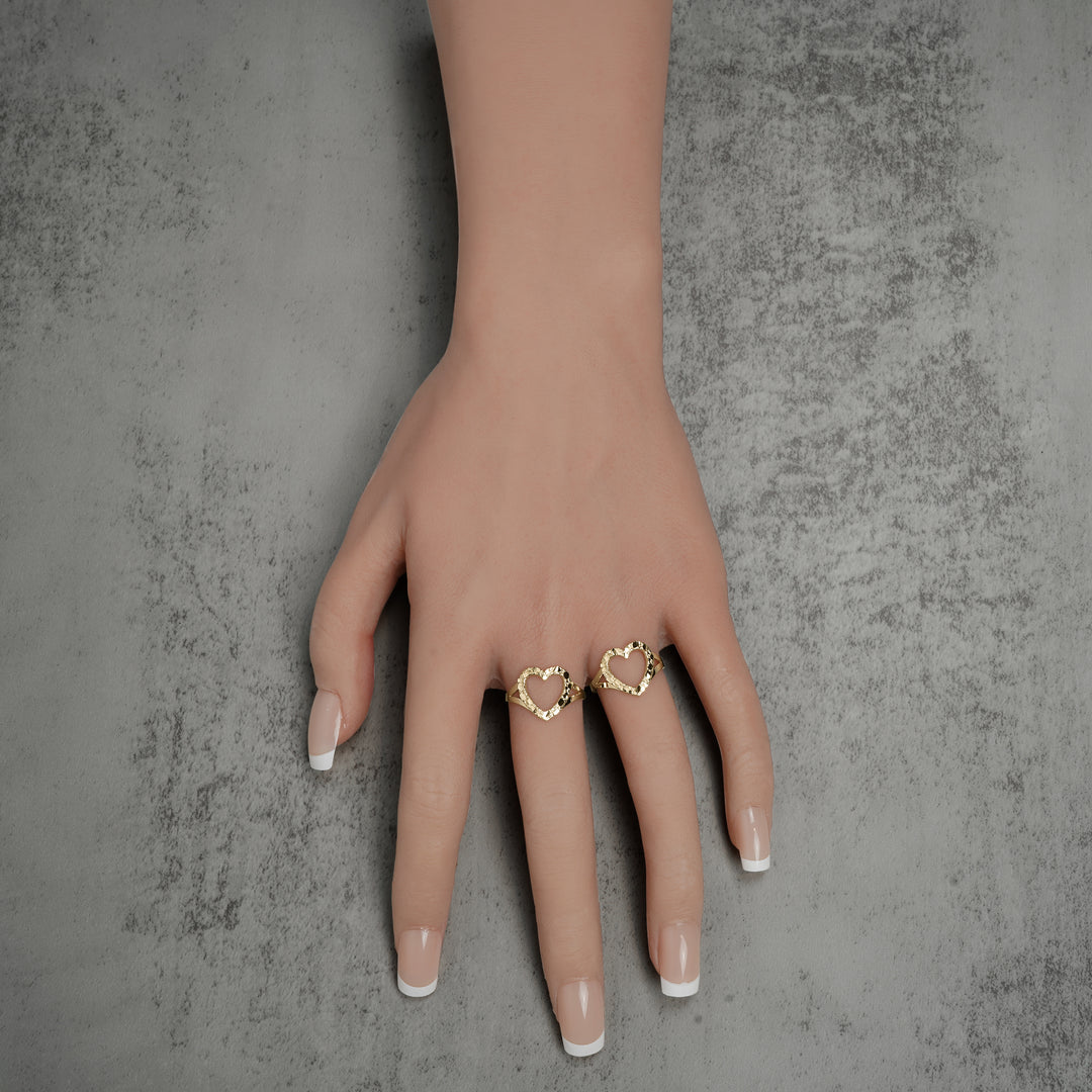 10k & 14k Gold Slim Open Heart Nugget Ring