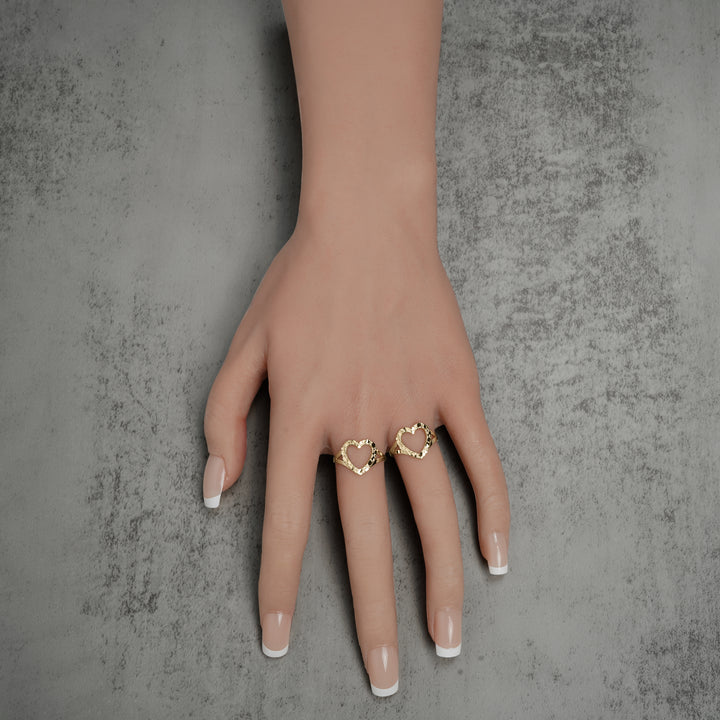 10k & 14k Gold Slim Open Heart Nugget Ring