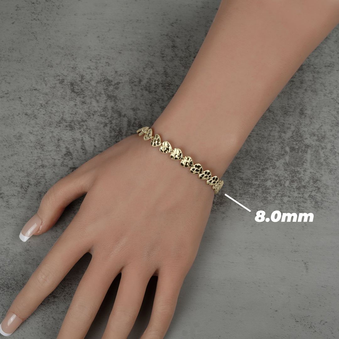 10k & 14k Gold Concave Nugget Heart Bracelet