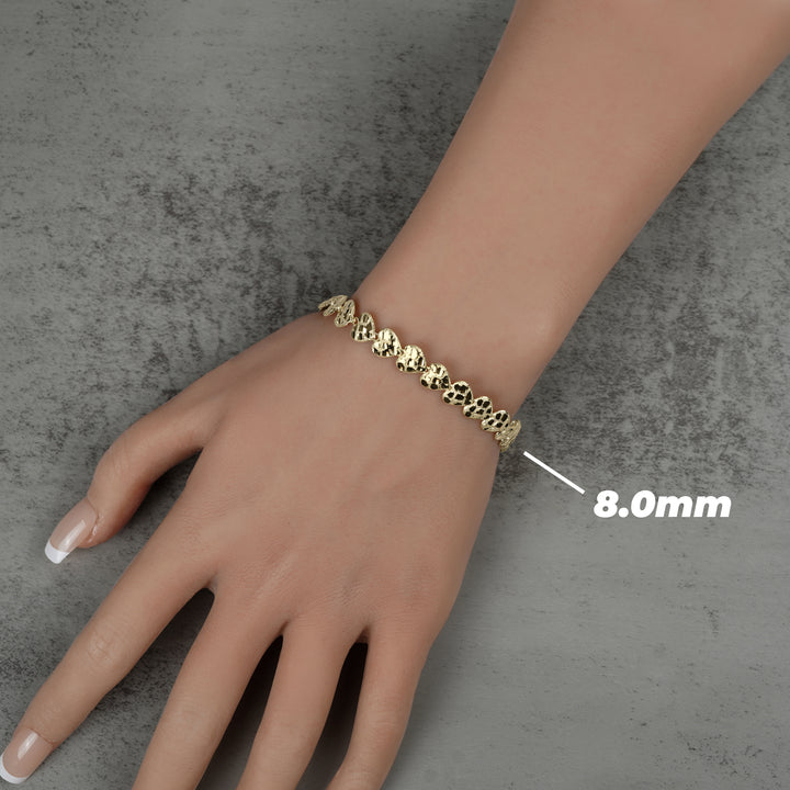 10k & 14k Gold Concave Nugget Heart Bracelet