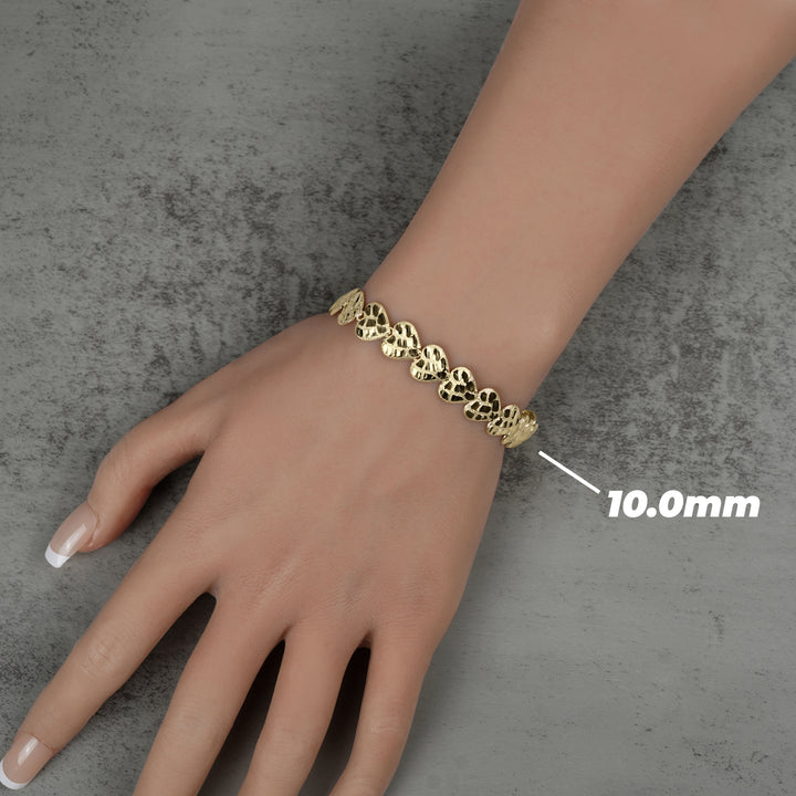 10k & 14k Gold Concave Nugget Heart Bracelet